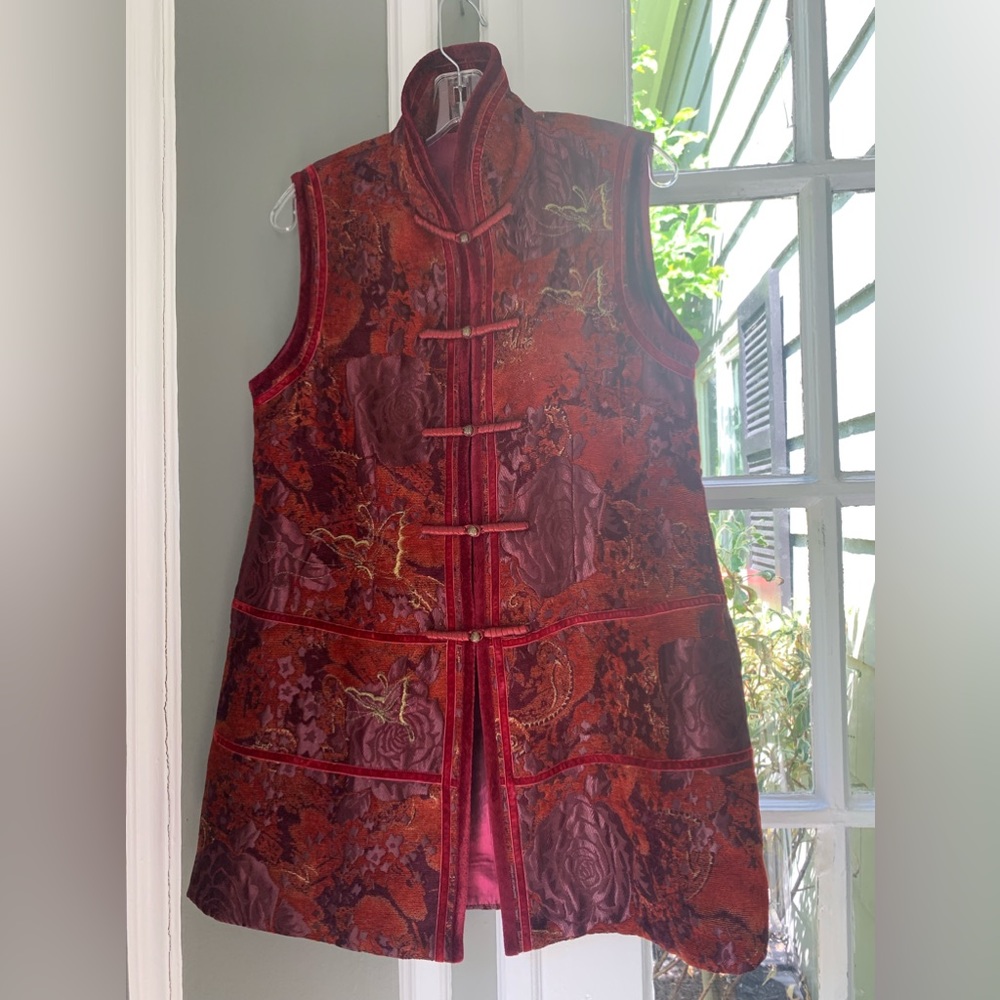 Rising Phoenix Vest with  satin and velvet detailing in size Large
